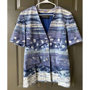 RARE Vintage Louis Féraud Short Sleeve V Neck Jacket Vest Dress Blazer Size 8